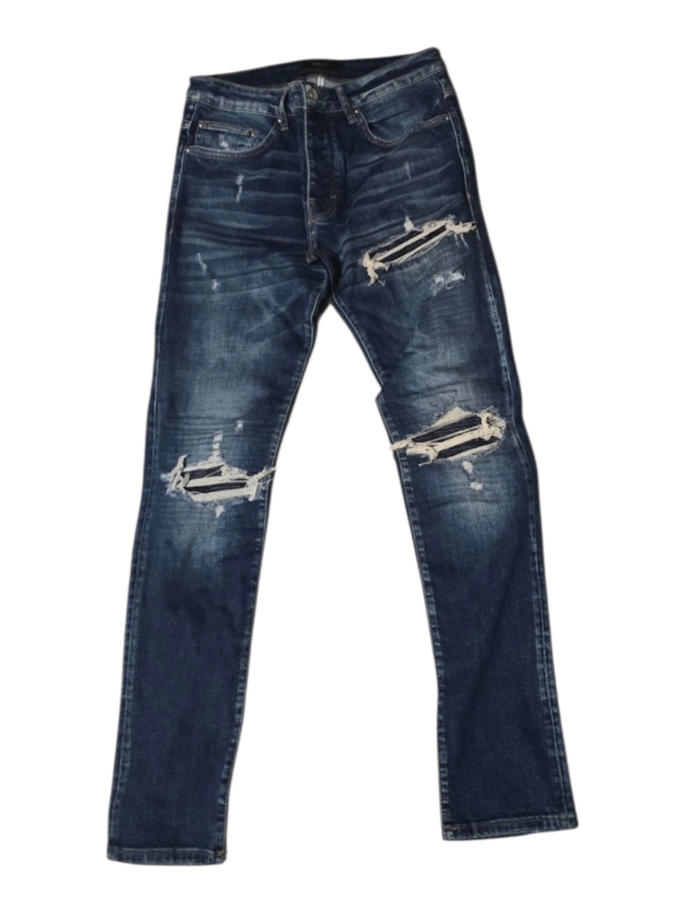 Slim Ripped Men's Jeans in Dark Blue